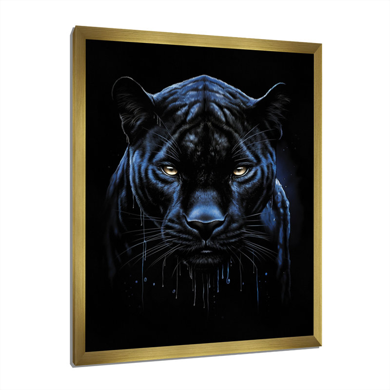 «Black Blue Panther Onyx Majesty Scratch On», reproduction sur toile, H 32 po x l 24 po x P 1 po, Encadrement doré