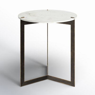 Jolen Genuine Marble Cross Legs End Table by Joss & Main
