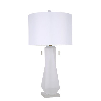 Faceted Frost - 32" x 17" - Art Glass & Frosted Crystal Table Lamp