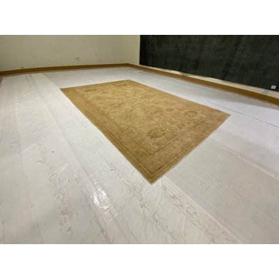 Tapis Oushak rétro noué à la main de conception unique 6 pi 1 po x 9 pi 1 po Anatolian