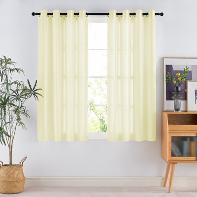 Non-See-Through Privacy Sheer Curtains 2 Panels, 52" Wide Grommet Window Curtains Drapes for Living Room Bedroom- Home Decoration Light Filtering Elegant Window Drapes