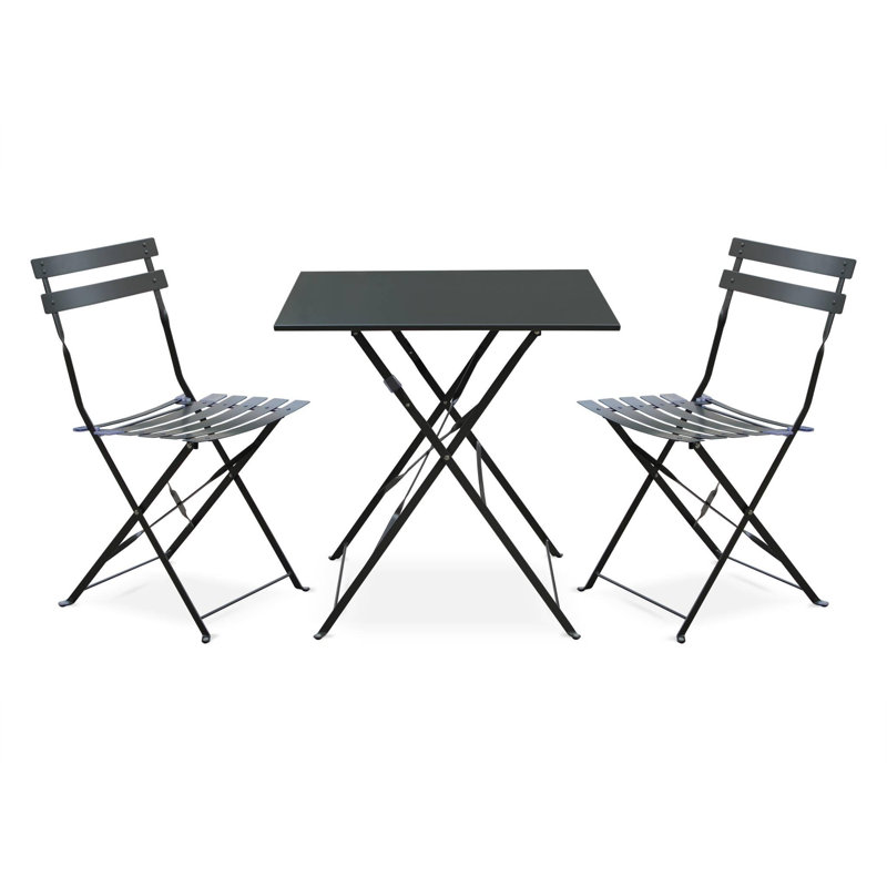 Westcliff Folding Thermo- Lacquered Steel Bistro Table, Black