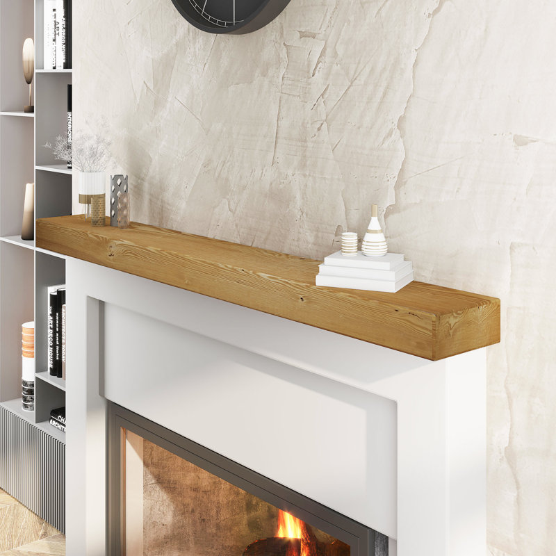 Cleamon Hand Carved Wood Mantel, Natural, 48"