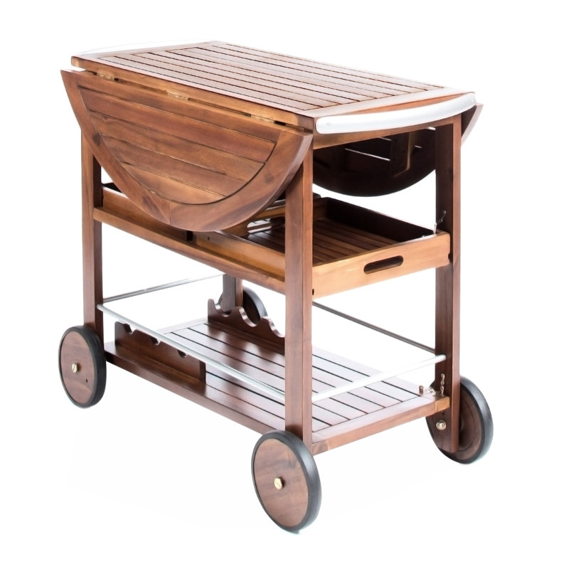 Chariot-bar d'extérieur avec plateau réglable et plateaux amovibles, design industriel moderne pour le plaisir