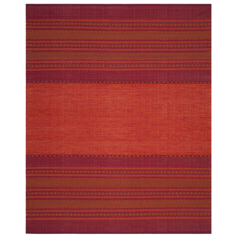 Bokard Hand Woven Cotton Striped Rug, Rectangle 6' x 9'