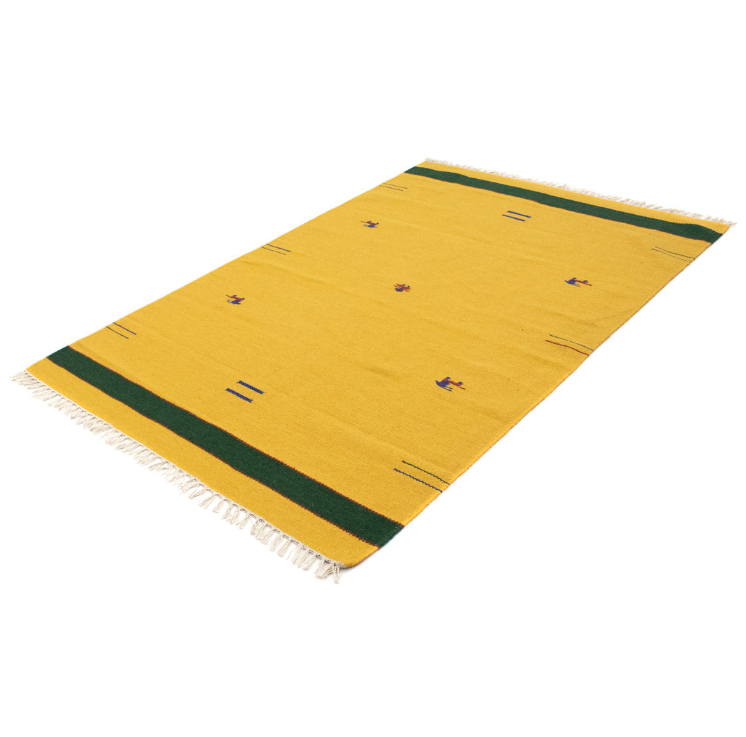 Handmade Kilim Wool Yellow Indoor/Outdoor Rug