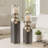 Modern Wood Pillar Candle Holder with Metal Sphere Accent - Decorative Tabletop Candlestick Holder for Living Room - Set of 2, 19", 15", Gray