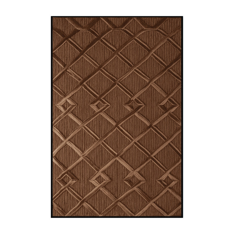 Tapis brun treillis lavable à la machine, Rectangulaire 7 pi x 10 pi