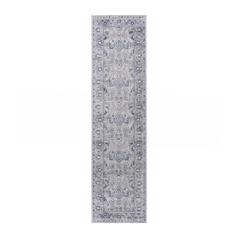 Grey / Blue / Oriental Area Rug, Runner 2'2" x 8'