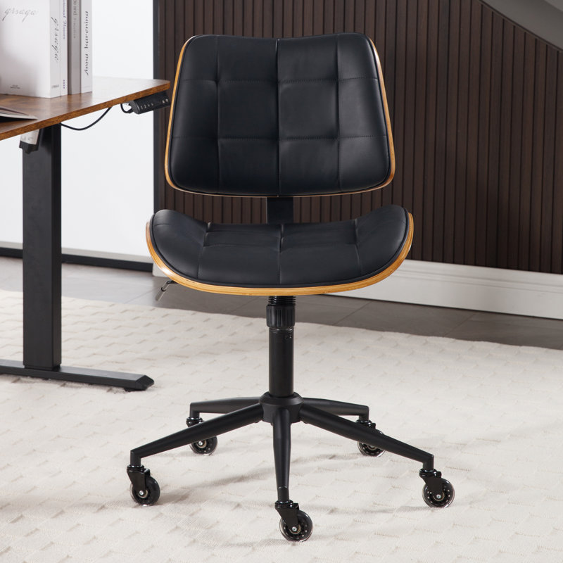 Wurster Ergonomic Adjustable Height Armless Task Chair, Black