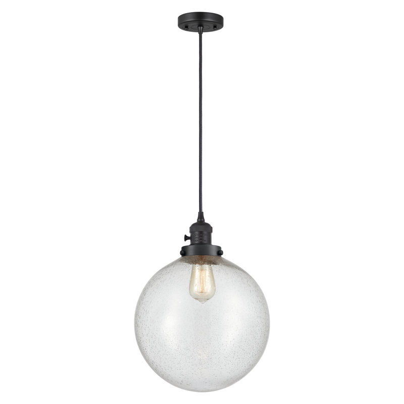 Luminaire suspendu à globe unique à 1 lumière, Noir mat
