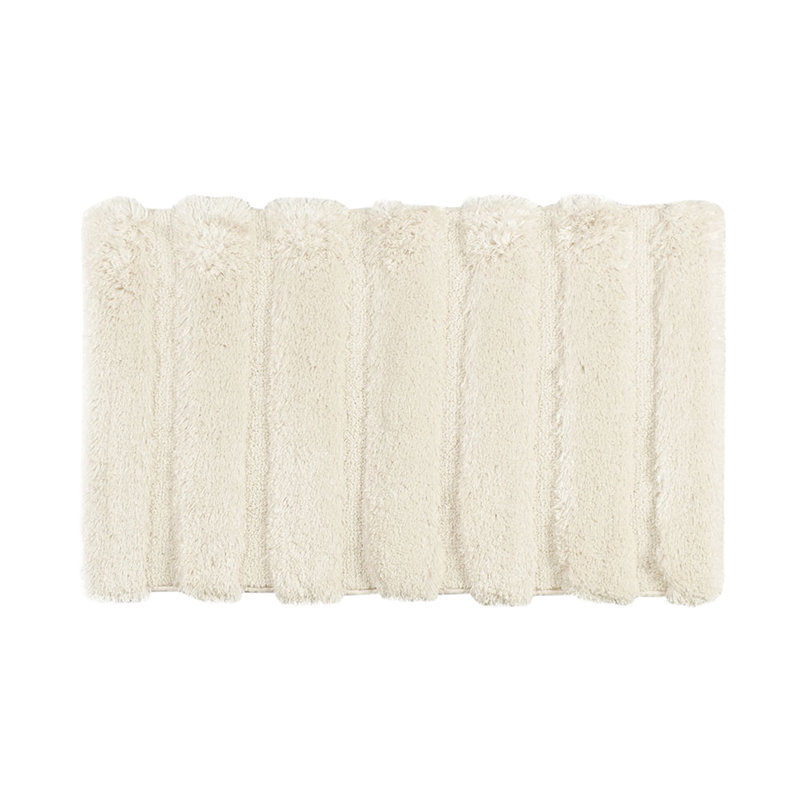 Tapis de bain, 21 x 34 po, rayé, lustré, tapis antidérapant et lavable 21 po x 34 po, dossier 100% doux et antidérapant, Blé