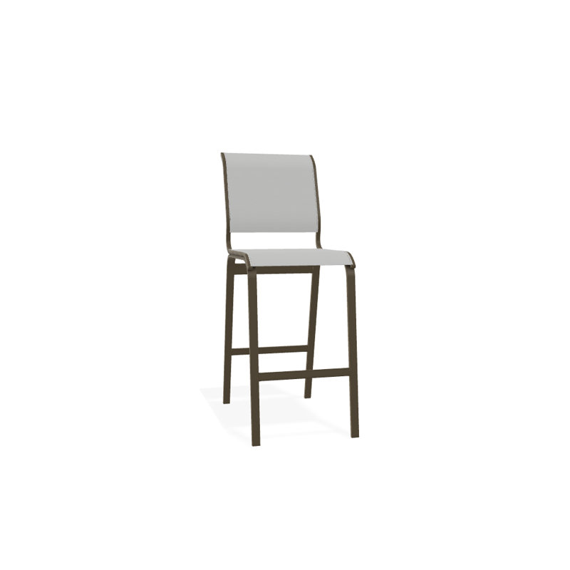 Tabouret de bar 29,5 po Holna, Blanc 6D Sunbrella®, Bois de plage texturé
