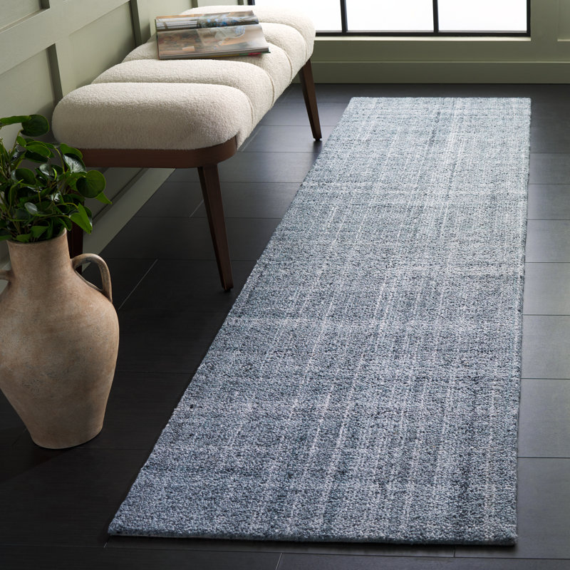 Abstract 976 Hand Tufted Pet/Cotton Abstract Indoor Use Only Rug in Aqua/Gray, Runner 2'3" x 9'