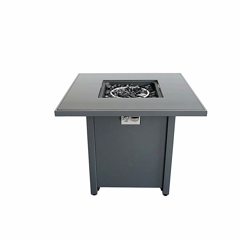 Foyer en métal thermolaqué de 30 pouces avec surface en verre fumé, Gris