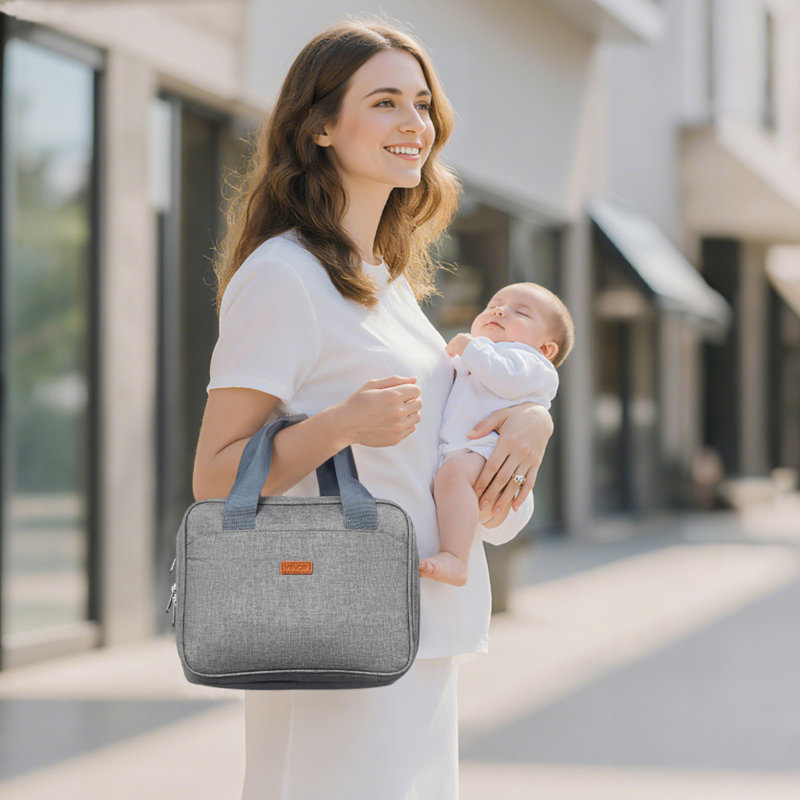 Wearable Breast Pump Bag, Breast Feeding Bag with Ice Pack, Fits for M5/M6, Pumping Accessories & Breastmilk Storage, Portable Pump Carrying Case for Work, Travel & Family Use, Grey