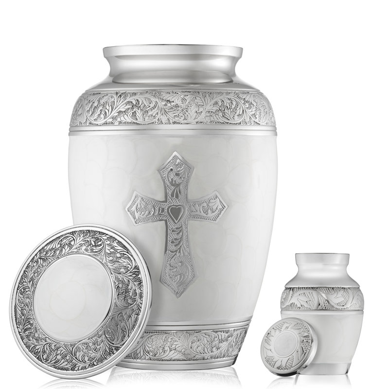 Metal Decorative Urns & Jars, White