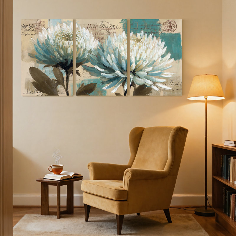 Plantes et fleurs, ensemble de 3 impressions sur toile, H 24 po x l 48 po
