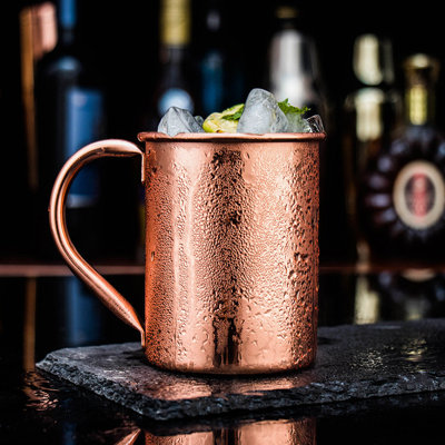 beaded cup 450ml Copper Mug Rolled Edge Straight Body Cup For Cocktails Coffee And Beer