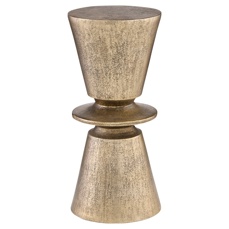 Clepsydra Top End Table, Antique Brass
