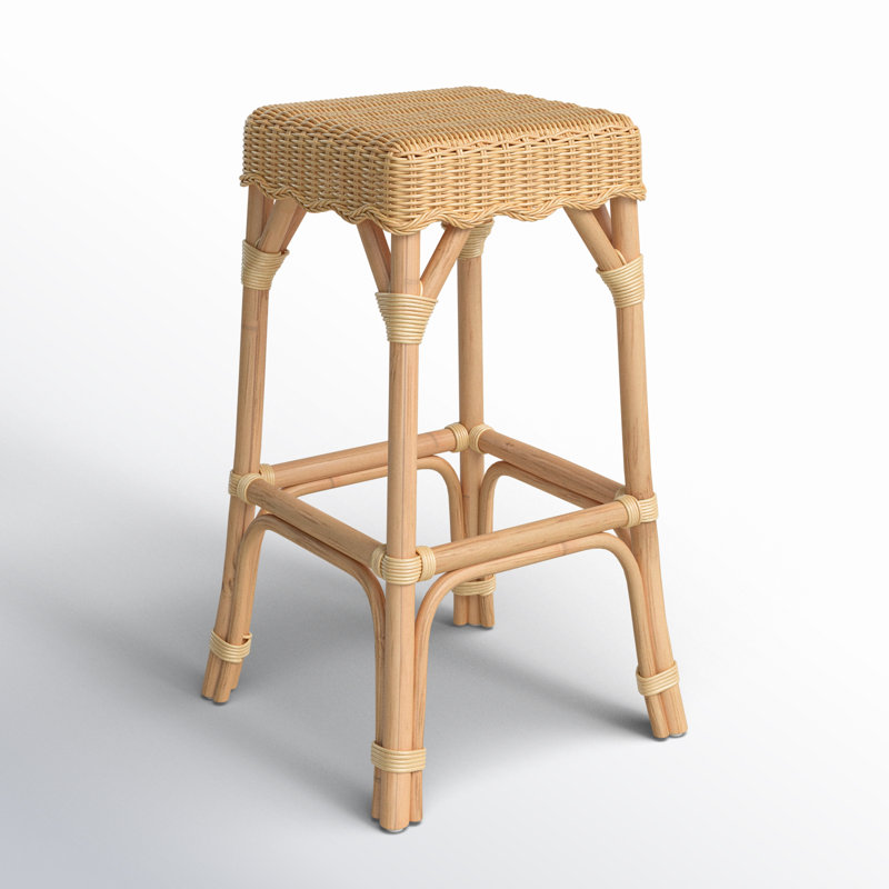 Flora Rattan Scalloped Bar and Counter Height Stool, Bar Stool (30" Seat Height)