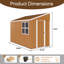 Remise de rangement robuste en métal 8 pi x 4 pi avec fenêtres et ventilation, abri de jardin Lean-To, brun