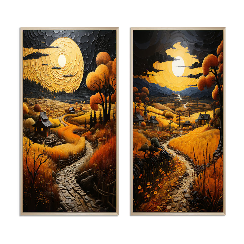 «Farm Harvest Season Patchwork» 2 pièces, Encadrement brun, H 40 po x l 40 po