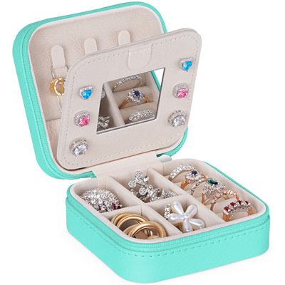 Travel Jewelry Organizer Case With Mirror, Compact Jewelry Box, Ideal Gift For Her, Portable Jewelry Storage For Beach And Travel Essentials