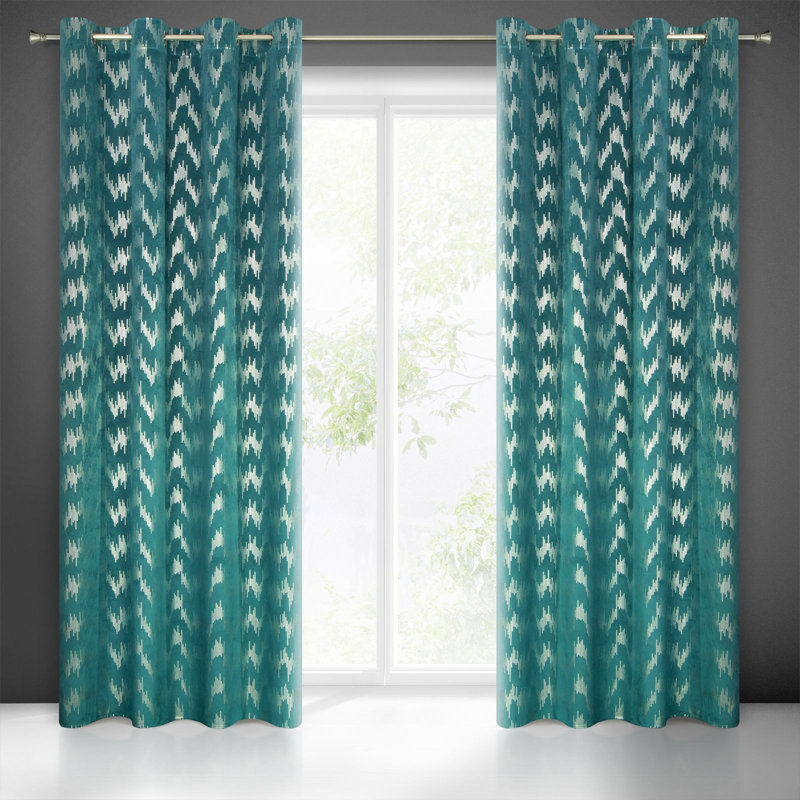 Adhitya Blackout Curtains Single Panel, Turquoise
