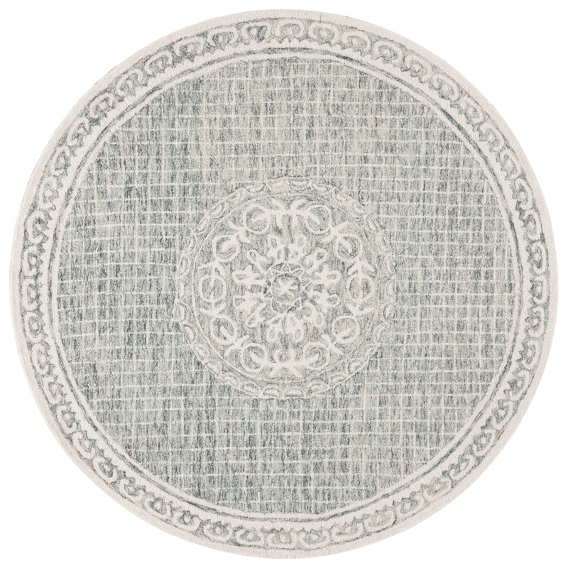 Tapis gris / ivoire Ebony 807, Rond 6 pi