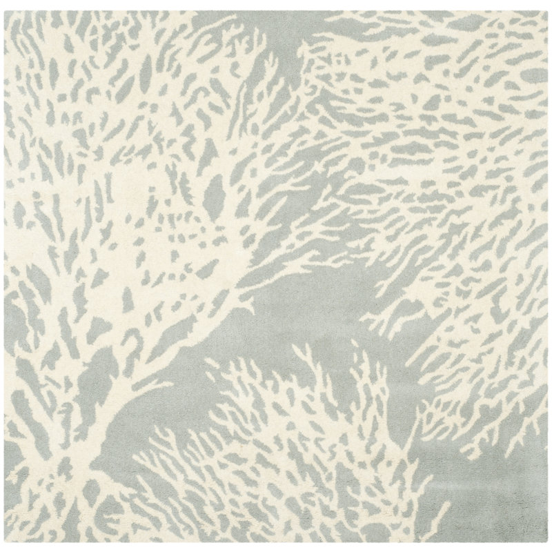 Wimborne Hand Tufted Wool Floral Rug, Square 5'