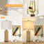 Ensemble de 2 lampes de table 26 "avec 2 ports USB et table de chevet en rotin pour salon