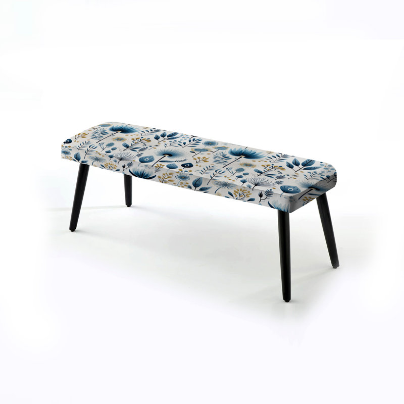 Lace Veil - Banc rembourré, Minimalist Blue Floral Charm Botanic Floral