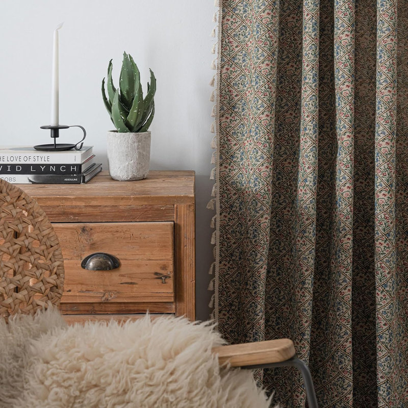 Polyester Exquiste Pattern Print Curtains 2 Panel, 52" W x 96" L