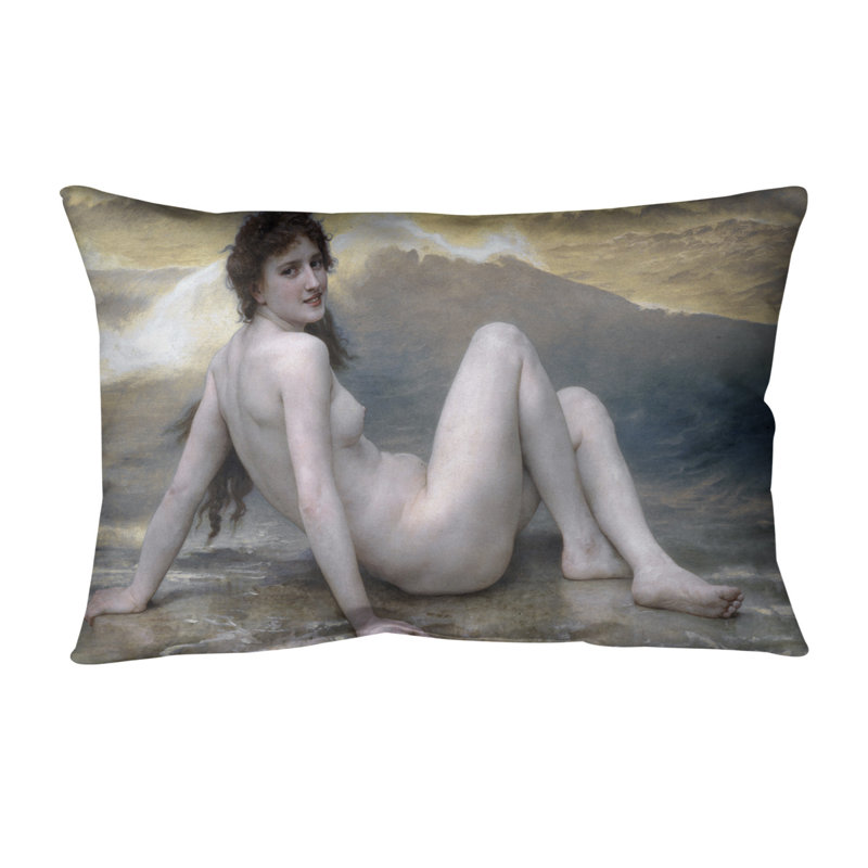 Coussin lombaire wave, Bleu / Jaune, 20 po x 14 po, Bourre en polyester