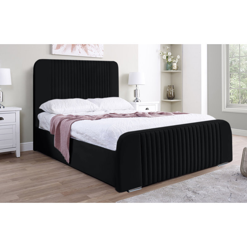 Bledi Upholstered Bed, Black, Double (4'6)