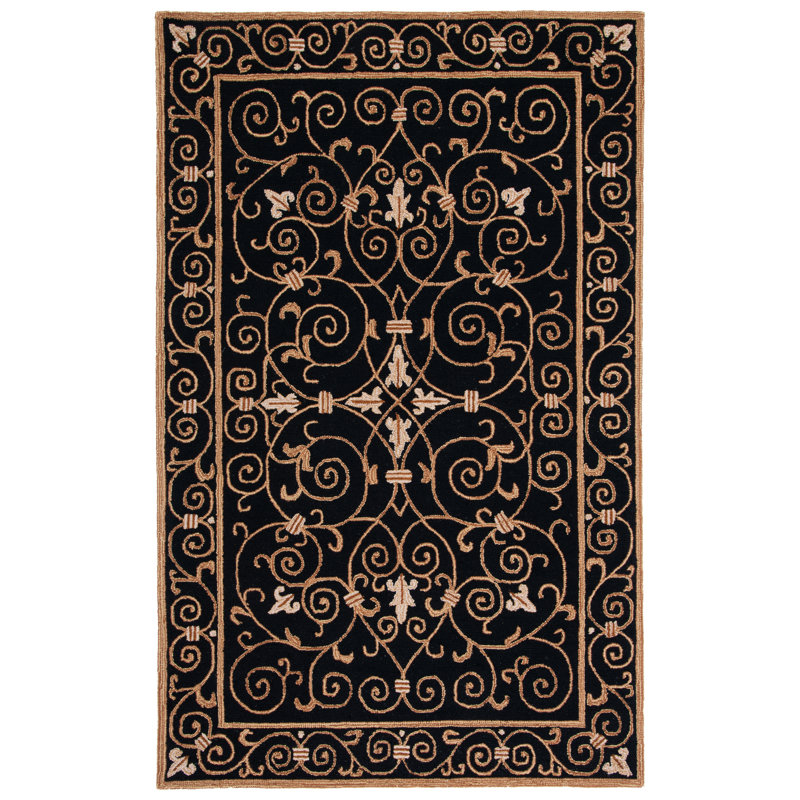 Tapis oriental en laine crocheté à la main Brayton, Rectangle 3 pi 9 po x 5 pi 9 po