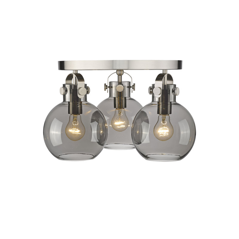 Slocomb Glass Semi Flush Mount, Plated Smoke, Satin Nickel