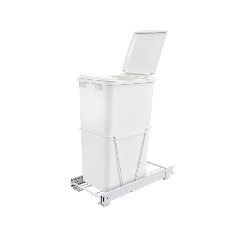 White Steel Pullout Waste/Trash Container