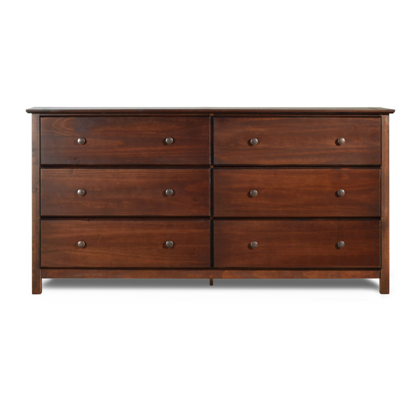 Commode à six tiroirs en bois massif de style Mission Shaker, Cerisier
