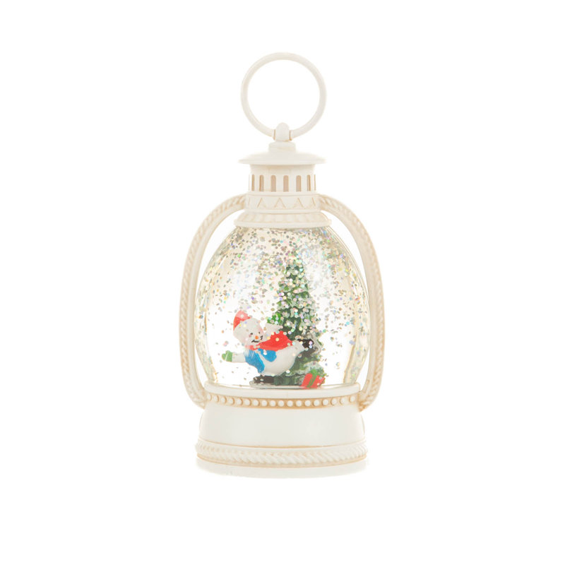 White Lantern LED Snow Globe