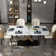 Dashon Modern Rectangular Sintered Stone Dining Table with Gold Stainless Steel Base
