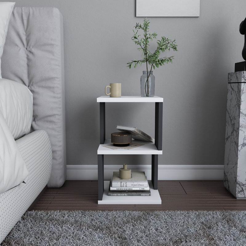 Table de chevet ergonomique Carter, Anthracite / blanc
