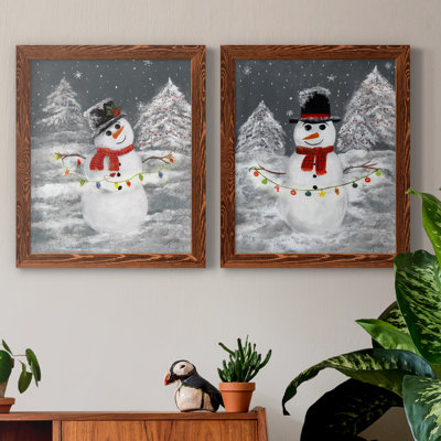 Festive Snowman I - ensemble de 2 reproductions d'art