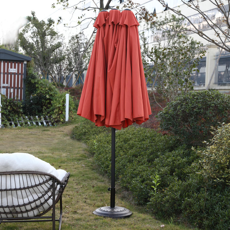 Parasol d'extérieur en métal pour patio, Orange