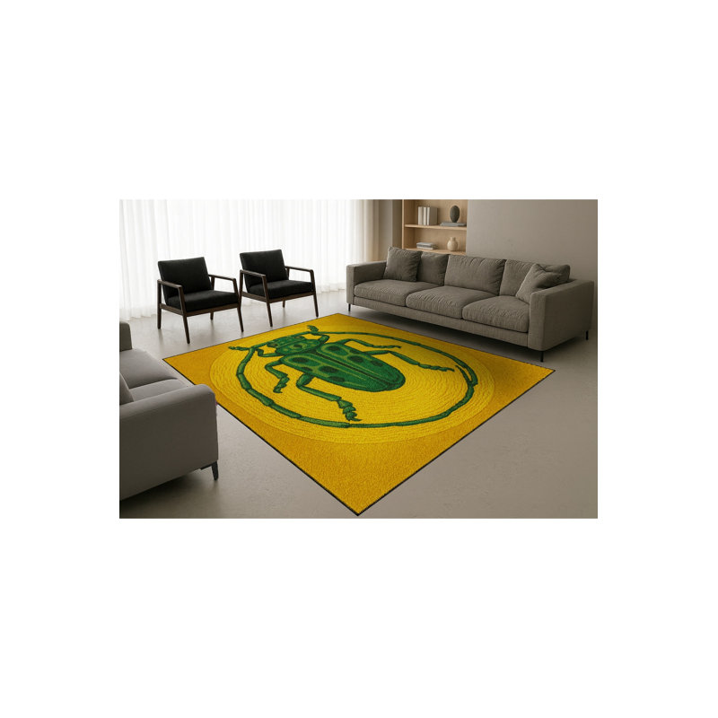 Tapis jaune tissé à envers lavable Mosso, 3'11" x 5'11"