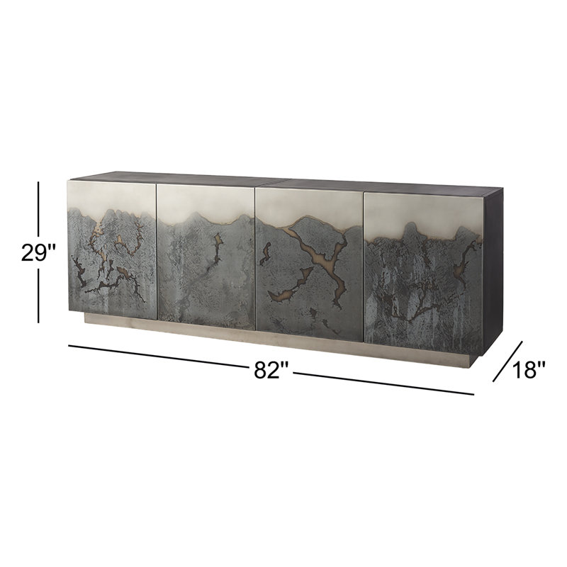 Roxdale 82.0l X 18.0w X 29.0h Acid Wash Metal Sideboard