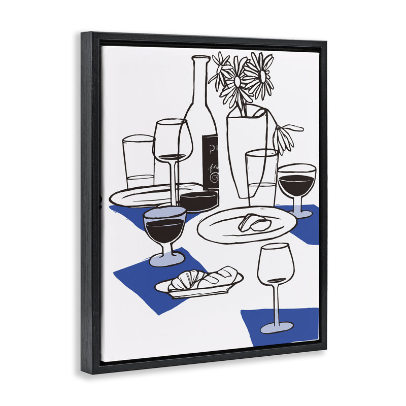 Cadre de table à vin et à pain flottant, conception par Hannah Beisang, Cadre flottant noir de jais, H 21 po x l 17 po