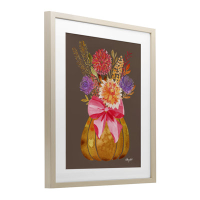 «Rustic Chic Pumpkin Florals», reproduction encadrée sous verre, conception de Hillary Holt