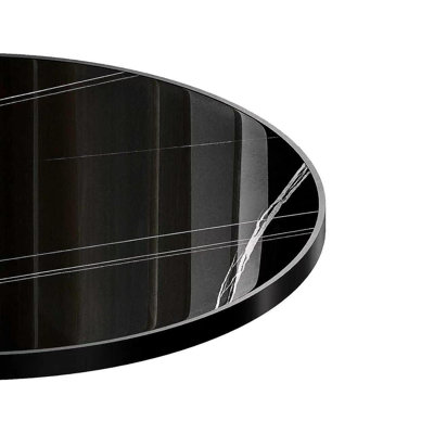 Table bistro ronde de 31,5 pouces avec plateau en faux marbre et plateau en métal robuste, facile à assembler, diamètre de la structure en métal robuste